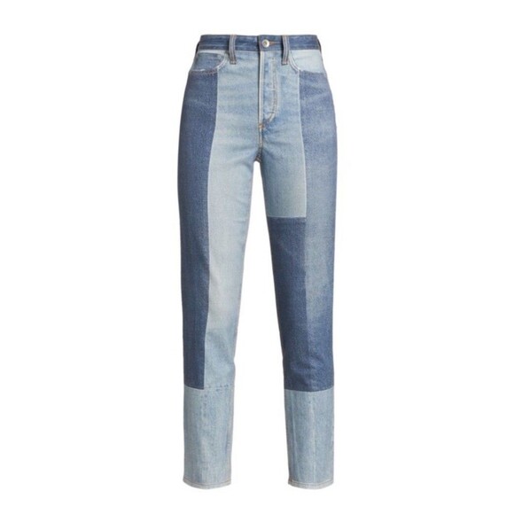 RAG & BONE Stretch Miramar Nina Cigarette Jeans Size 30 Byron Patchwork Blue NEW - Picture 2 of 11